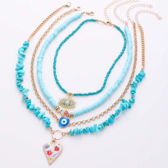 Blue Minimalist Necklace A1202 - Picture 2 of 4